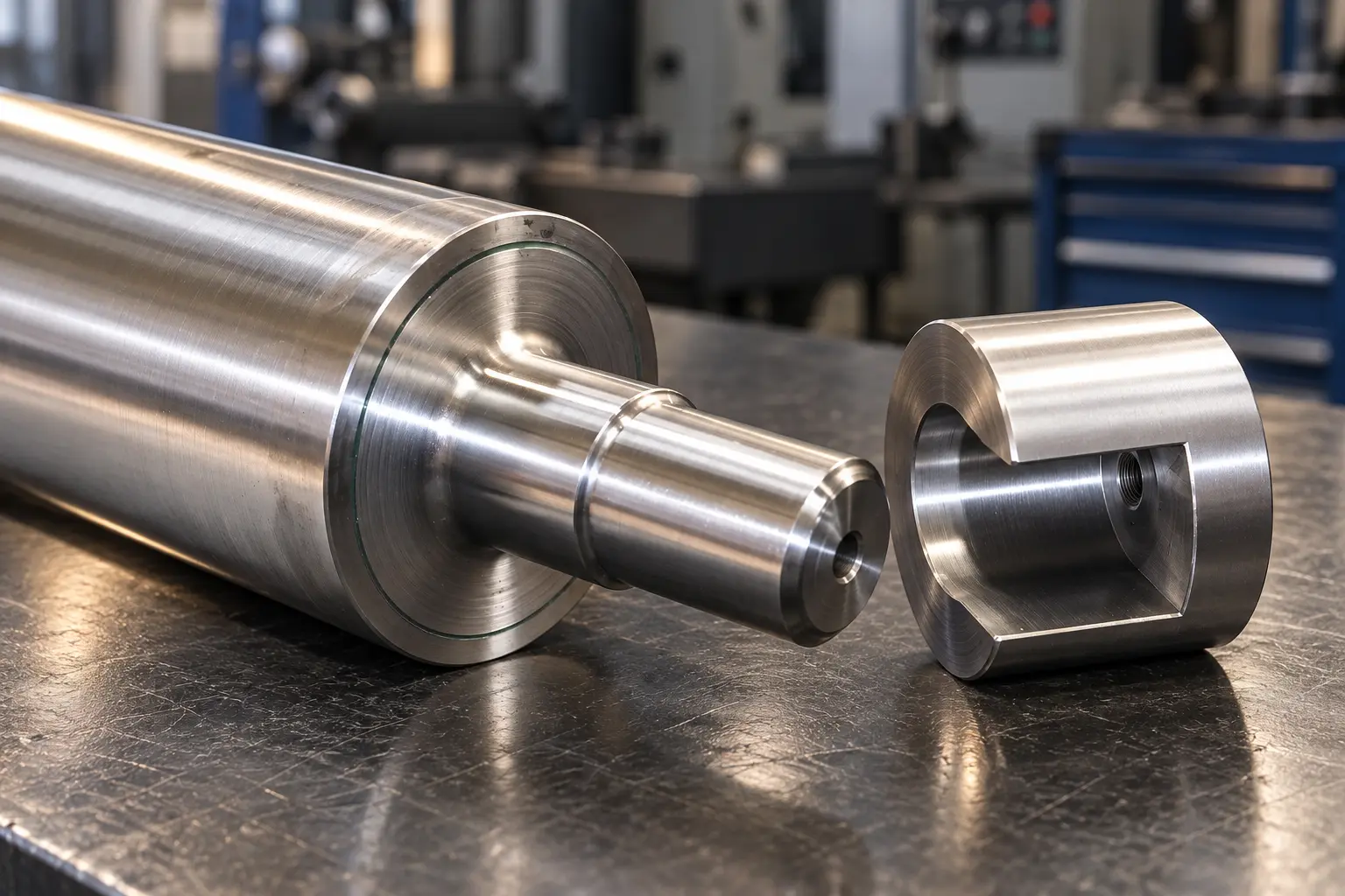 Custom-machined stainless-steel roller end assemblies