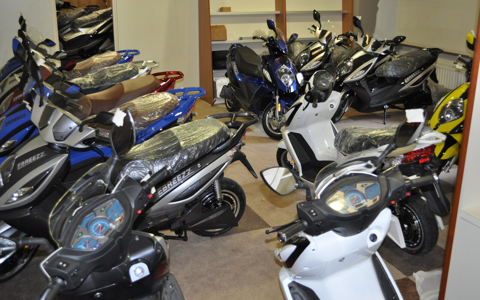 Ebreezz electric scooters in the original showroom