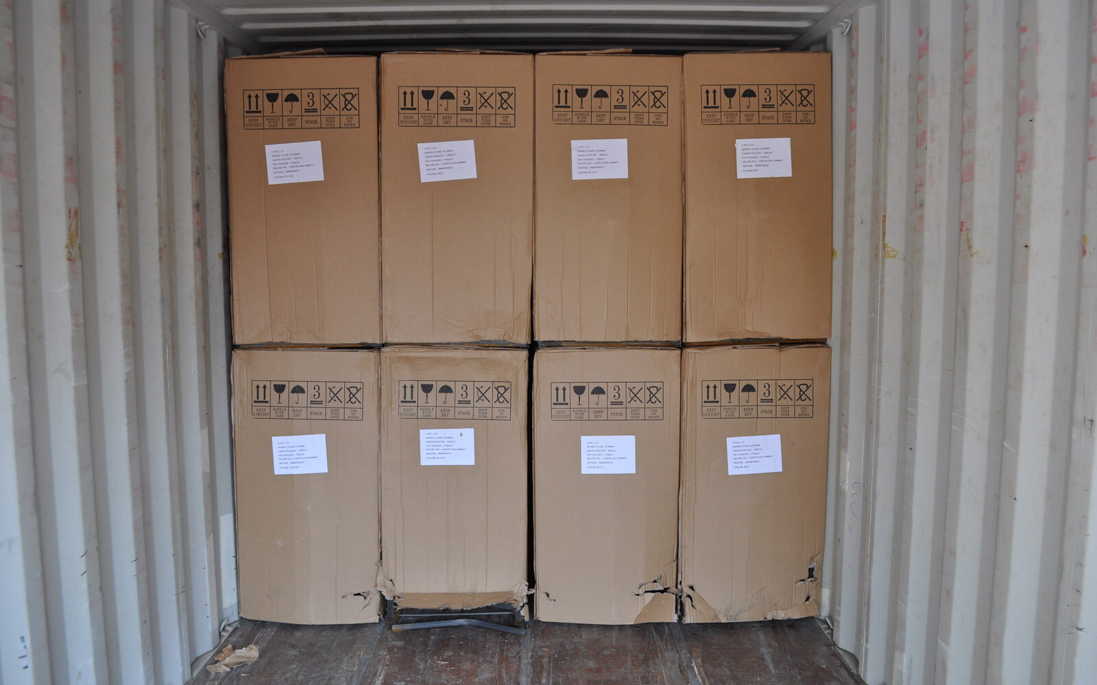 Ebreezz products prepared inside a shipping container