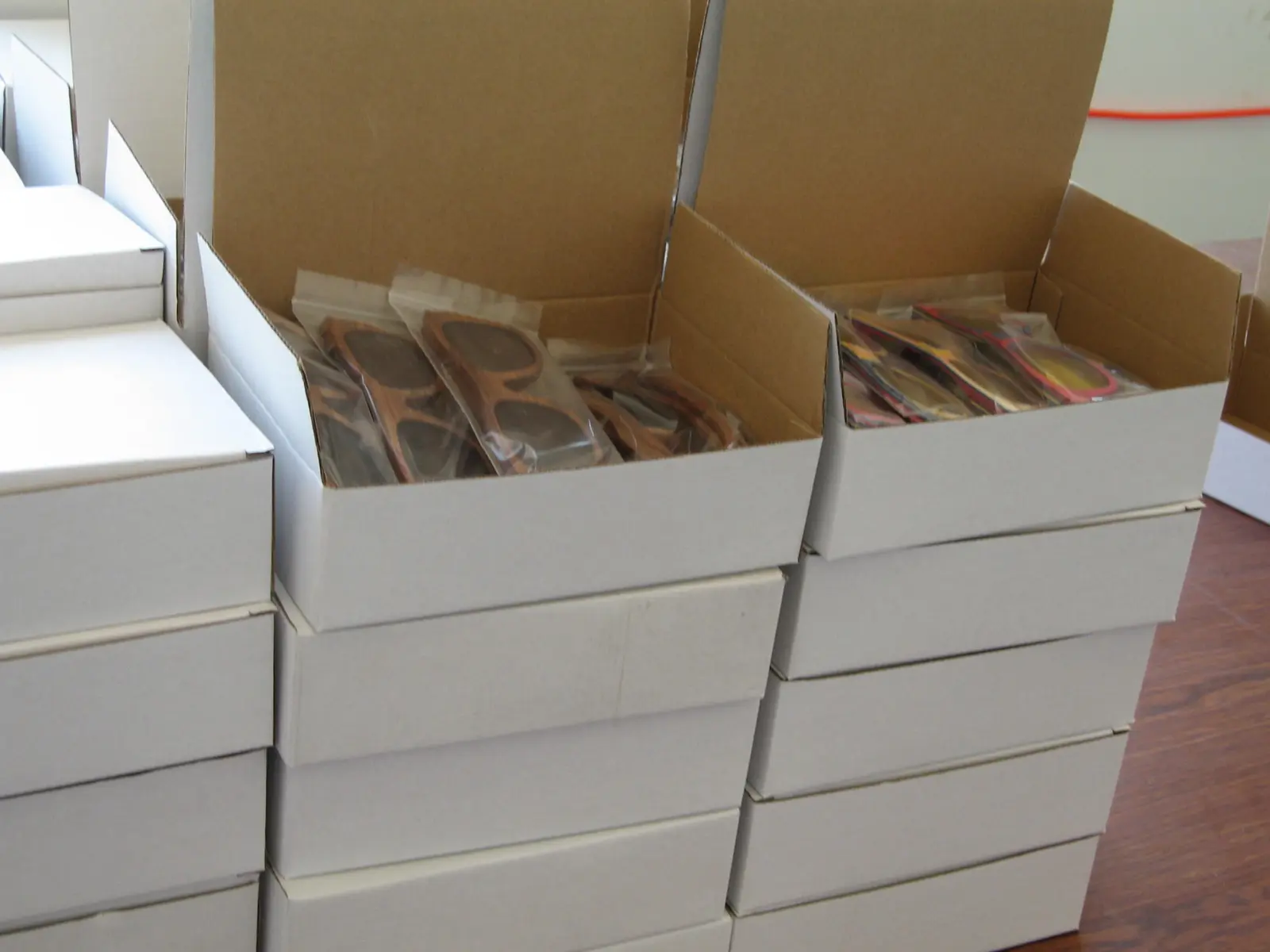 Finished BRIL eyewear packed at the manufacturer